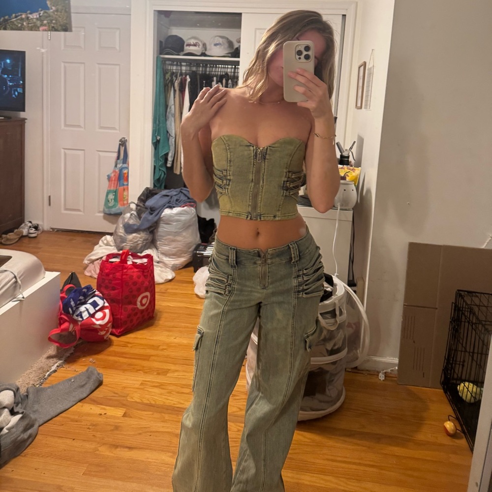 Outcast Clothing Denim Corset Top and Jeans Set